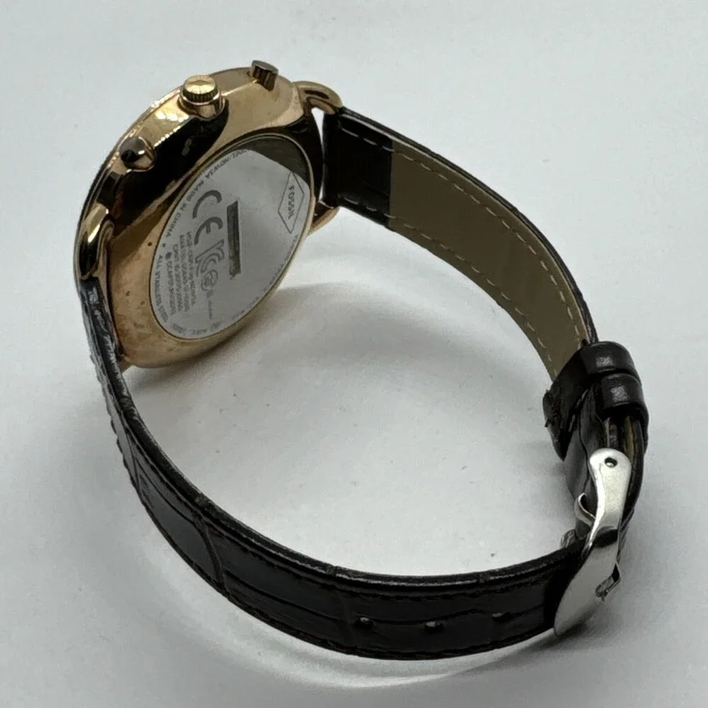 Fossil FTW1208 Women's Brown Leather White Analog Dial Hybrid Smartwatch AEA421